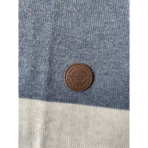 Springfield Basic Block Jerse Polo Sweater Blue 100% COTTON Melange Size M - Picture 5 of 9